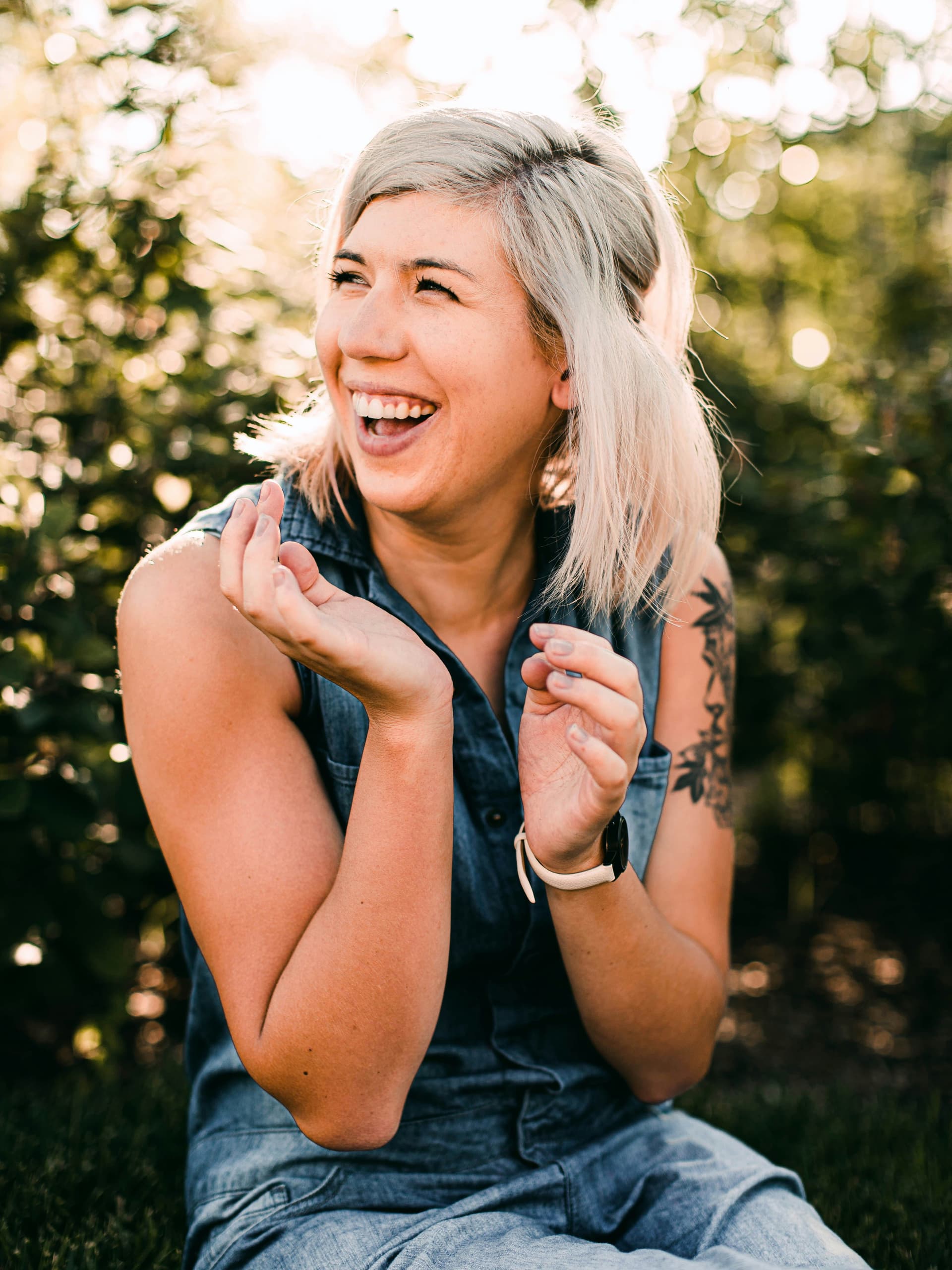 Photo of a woman laughing